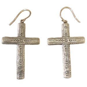 Silpada 925 Sterling Silver Etched Cross IDEAL Southwestern Earrings W3070 RARE